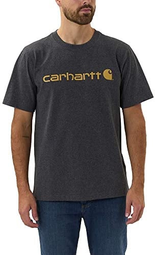 Carhartt, Herren, Lockeres, schweres, kurzärmliges T-Shirt mit Logo-Grafik, Anthrazit meliert, M