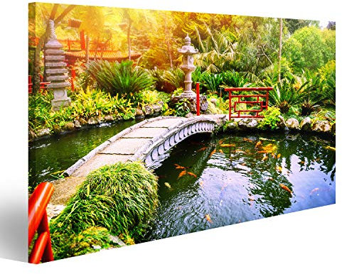 islandburner Bild auf Leinwand Japanischer Garten Mit Koi Fischen Wandbild Poster Kunstdruck Bilder