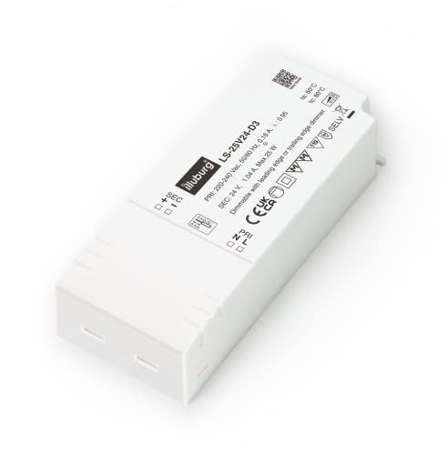 illuburg LED Trafo 24V Dimmbar Triac 10W - 25W für LED Strip Lampe LED Netzteil Treiber Transformator Vorschaltgerät Driver