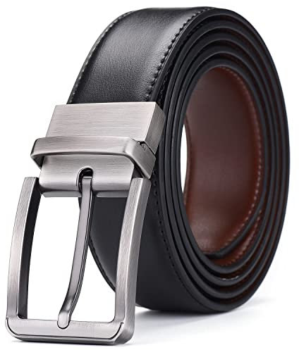 AivaToba 2-in-1 Ledergürtel Herren, Reversibler Ledergürtel in Braun/Schwarz (Breit 35 mm), Männer Gürtel Schwarz​​ für Anzüge, Jeans & Business, Gürtel Herren​​ mit Premium-Leder/Geschenkbox