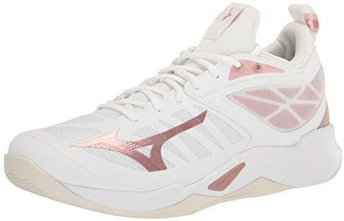 Mizuno Damen Wave Dimension Volleyballschuh, Weiß-Roségold, 42.5 EU