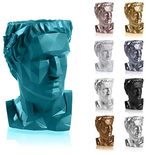 CONCRETTE Caesar Low-Poly Pot de Fleurs sculpté pour intérieur et extérieur Fait à la Main à partir de béton Architectural Motif géométrique Original 225 mm FI 100 mm Turquoise foncé