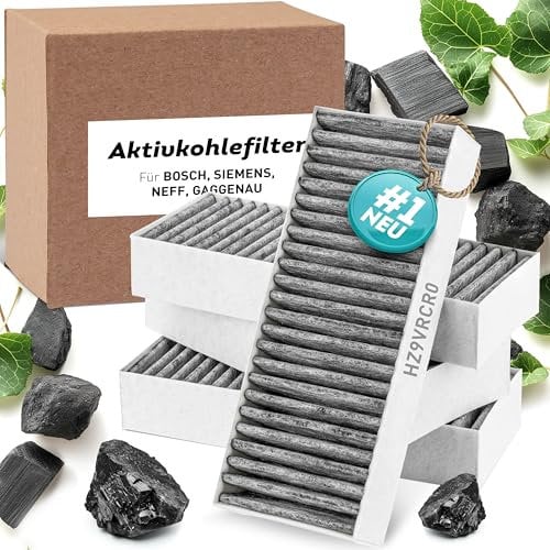 Filtre à charbon actif Kf3tec compatible avec Siemens HZ9VRCR0 / Bosch HEZ9VRUD0 / Bosch Siemens 17004796 / Neff 17004806, Z821VR0 / Gaggenau CA282111 (4 filtres)