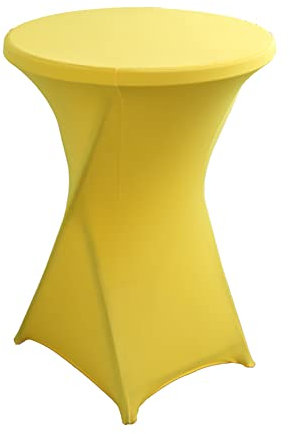 iEventStar Stretch Stehtisch Hussen Spandex Stehtischhussen Bartische Hochzeit Erstärkung im Fußbereich Rund Tischdecke für Bistrotisch Cocktail-Party (Gelb, 1er Set - Ø 80-85 cm)