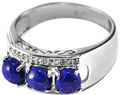 ANAZOZ Frauen Ringe Silber Echt, Hochzeit Ringe Damen Schmuck Lapislazuli-Ring mit Zirkonia größe 53