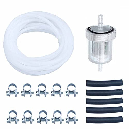 HEZHU Benzinschlauch Kit 5 Meter Transparent Heizung Kraftstoffleitung + 5 Stück Verbindungsschlauch für Kraftstoff + 1 Stück 8mm Benzinfilter + 10 Stück Schlauchschellen für Webasto Standheizung