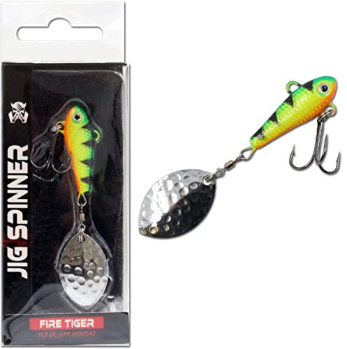 Wild Devil Baits Jig Spinner Spin Jig Bleikopfspinner Spoon (18g, Fire Tiger)