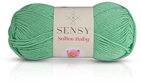 Sensy Softee Baby Pelote de laine pour bébé, 100 g, 250 m, calibre 3 clair (vert siamois)