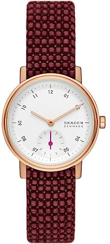 Skagen Kuppel Uhr für Damen, Quarzwerk mit Edelstahl- oder Lederarmband, Rosa und Roségoldton, 32MM