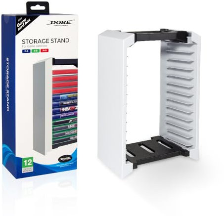 Esenlong Weiß/Schwarz Universal Game Storage Tower, 12 Game oder Blu-Ray Discs - PS4, PS5, One, Series X/S, Switch - ABS Material, Platzsparend und Organisiert