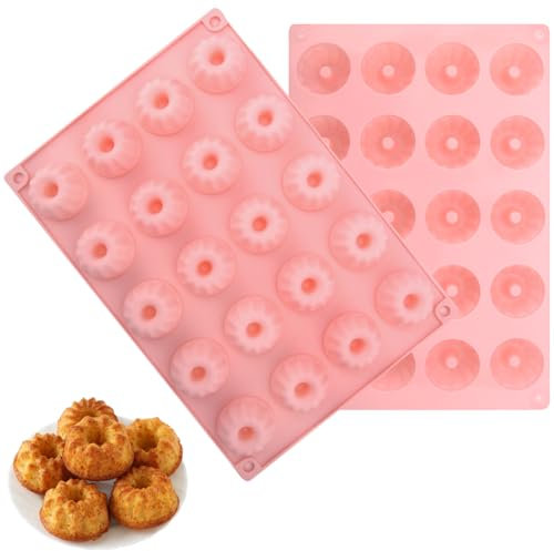 APOMOONS Lot de 2 mini moules à kouglof en silicone - Petit modèle traditionnel Paris Savarin - Moule à kouglof - Moule à muffin - Moule à gâteau - 29 x 19,5 x 2,2 cm