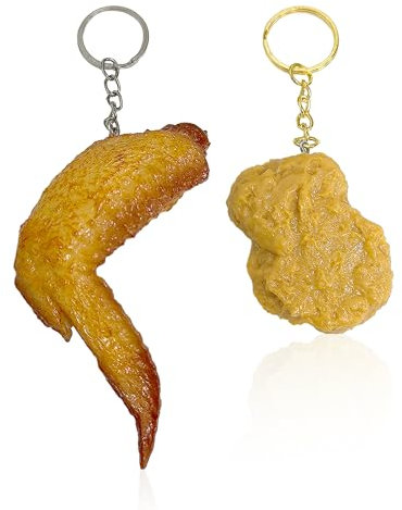 MAXQUU 2 Stück Hühner-Schlüsselanhänger, Neuartige Und Lustige Chicken-Nugget-Schlüsselanhänger, Einzigartige Und Lustige Chicken-Nugget-Schlüsselanhänger, Scherzgeschenke Für Freunde