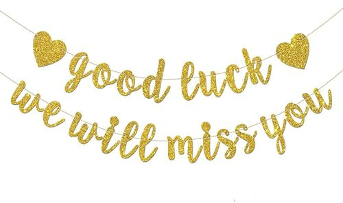 MAIGO Banner mit Aufschrift We Will Miss You – Glücksbanner Gold, Abschiedsbanner für Abschieds-Party-Dekorationen, Glücks-Dekorationen, Party, Sorry Your Leaving-Banner, Abschiedsbanner und