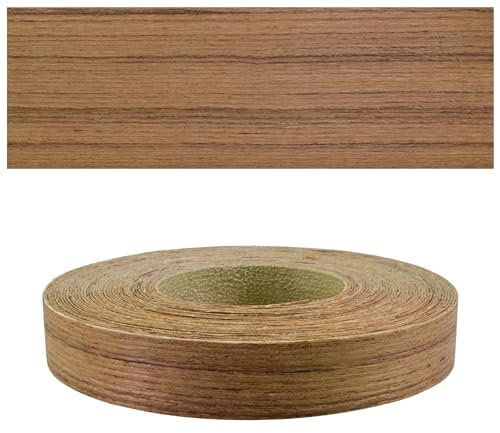 Mprofi MT® Kantenumleimer Teak | 22 mm x 10 m | Echtholz Furnier Kantenband | Bügelkantenumleimer für Regale und Möbelplatten | Kantenumleimer mit Schmelzkleber | Bügelkante für Möbel – TK/22/10