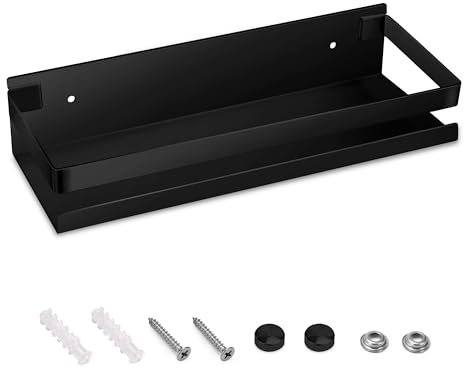 Newellsail Duschablage Edelstahl Badezimmer Duschregal Wandmontage Badregal Rechteckiges Lagerung Organizer Regale für Küche Badezimmer Wohnzimmer 30cm (Schwarz)