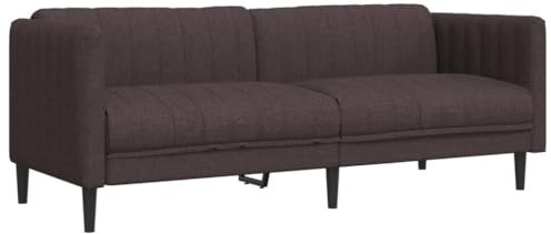 vidaXL Sofa 3-Sitzer, Couch mit Armlehnen Rückenlehne Stützbeine, Loungesofa für Wohnzimmer, Polstersofa Sofagarnitur, Modern, Dunkelbraun Stoff