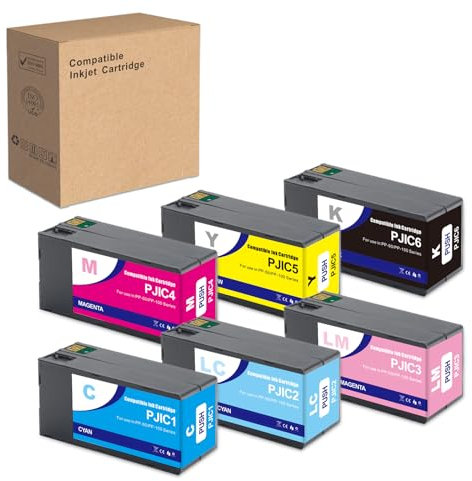 Hallosun PP100 PP50 PJIC1 PJIC2 PJIC3 PJIC4 PJIC5 PJIC6 Tintenpatrone mit Neueste Chips Cartridge Kompatibel für PP-100N11 PP-50BD PP-50II PP-100II PP100III(6-Stück)