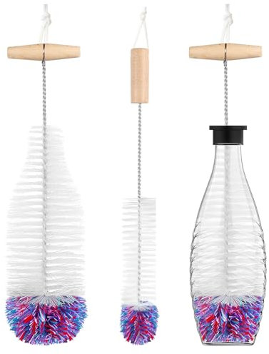 2 Stück Set Flaschenbürste,35cm Flaschenbürste kompatibel mit Sodastream Glasflasche,kratzerfreier Flaschenreiniger Bürste für Glaskaraffe/Sodaflaschen/Babyflaschen/Trinkflaschen,Weiß