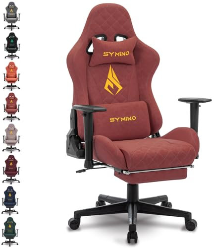 Symino Gaming Chair with Footrest, Ergonomic Computer Chair, Racing Design PC Chairs, Vintage PU Leather for Home, Office, Game, Height Adjustable Rotating Desk Chairs