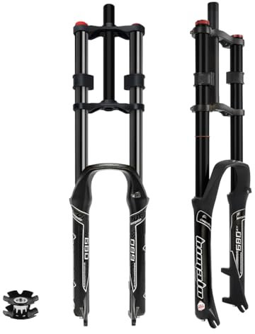 BSFHQS Forcella Ammortizzata 26 27.5 29 Pollici Bicicletta da Montagna Forcella DH 150mm Corsa Forcella Discesa 1-1/8 Tubo Dritto Rimbalzo Regolabile 9 * 100mm QR Freni A Disco(Black,26inch)