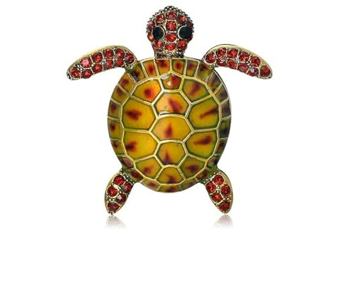 QIJIAYU Broche Tortue en émail Strass pour Femme, Broche de Luxe Classique et Unique, personnalisée, Cadeau