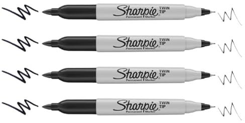 Sharpie Permanentmarker mit Doppelspitze, feine und ultrafeine Spitze, Schwarz, 4 Stück in einer Plastiktüte