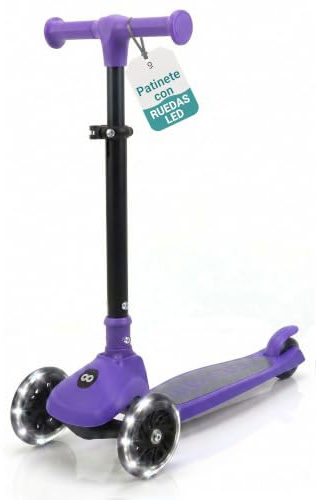 Serenelife Patinete 3 Ruedas para niños, Plegable, Luces LED en Las Ruedas, Manillar Ajustable, Freno Trasero de pie, Soporta hasta 49.9kgs