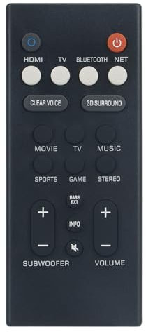 AULCMEET VCQ9140 Mando a Distancia de Repuesto Compatible con la Barra de Sonido Yamaha Sonido Envolvente 3D ATS1090 YAS209 YAS109 YAS-209 YAS-209BL ATS-2090 YAS-109 ATS1080 VAF7640 SR-B20A