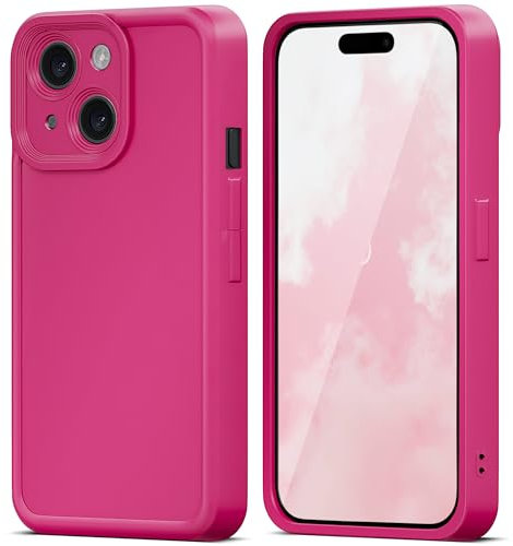 Moozy RimUP Cover per iphone 15 TPU flessibile, Custodia Antiurto con Bordi Rialzati,Ritagli Precisi e protezione per L’obiettivo della fotocamera, Anti-graffio, Rosa