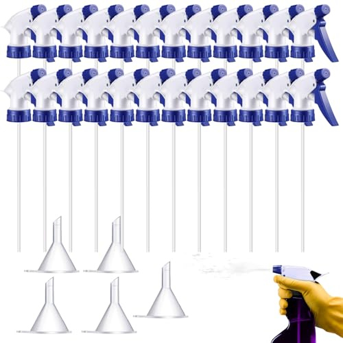 Trigger Sprayer Spray - Pack of 24 Spray Head Replacement Nozzles with 5 Mini Funnels - Fits Standard 28/400 Bottles - Practical for Household & Office
