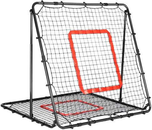 Rebounder für Fußball, 1.2x1.2m Double Sided Volleyball Rebounder Netz, Basketball Rebounder, mit Verstellbaren Winkellöchern, Geeignet für Schuss Pass und Ballannahme Training