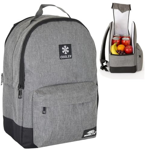 Cooler Backpack Insulated Lunch Bag – Leakproof, Water Resistant, Large Capacity Cool Bag for Work, Travel, Picnic, Beach – Thermal Backpack with Pockets & Bottle Holder, 28x15x39cm - Grey -