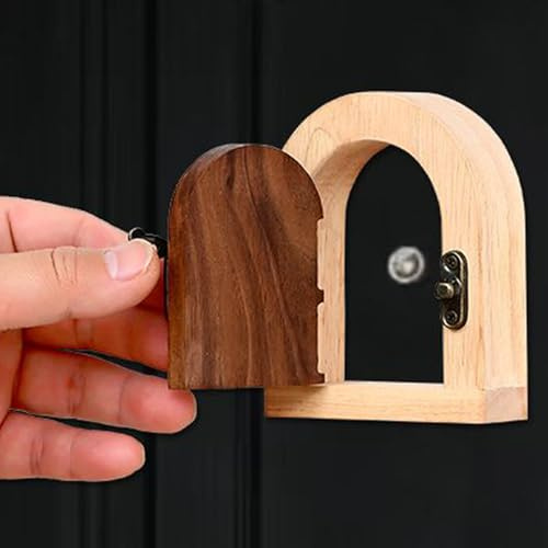 Runspich Vintage Türspion Abdeckung - Holzrahmen mit Metallbeschlägen, gewölbtes Design, Sichtschutz Abdeckung für Haus & Wohnung Türen