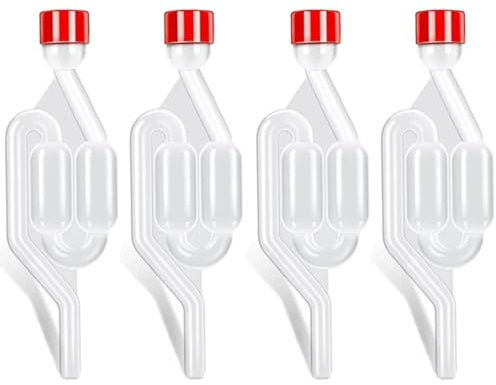 Yilceemy 4 Stück Gärspund Transparent Fermentierset, Gärröhrchen, Gärröhrchen Gärset, Mit Deckel aus Kunststoff, Geeignet für die Fermentation von Wein, Bier, Saft und Kimchi