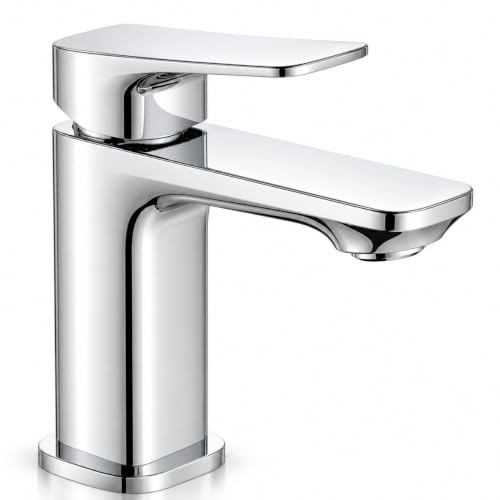 BELZ Rubinetto Monocomando per Lavabo da Bagno, miscelatore bagno, altezza 82 mm, Moderno Design, risparmio energetico, cromato