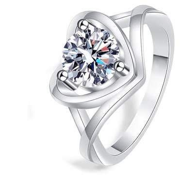 Wycian Promise Ring Ringe Frauen Weissgold Silber 14 Karat Labordiamant Unendlichkeitsherz mit Zirkonia Größe 53 (16.9) Modern für Lesben Geburtstag Personalisierbar