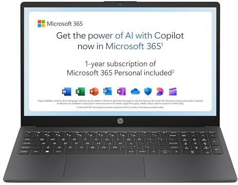 HP 15.6” Laptop | AMD Athlon Silver 7120U Processor | 8GB RAM | 128GB SSD | AMD Radeon Graphics | FHD Display | 11.25 hrs battery | Microsoft 365 Personal 12 months included | Windows 11 | 15-fc0008sa