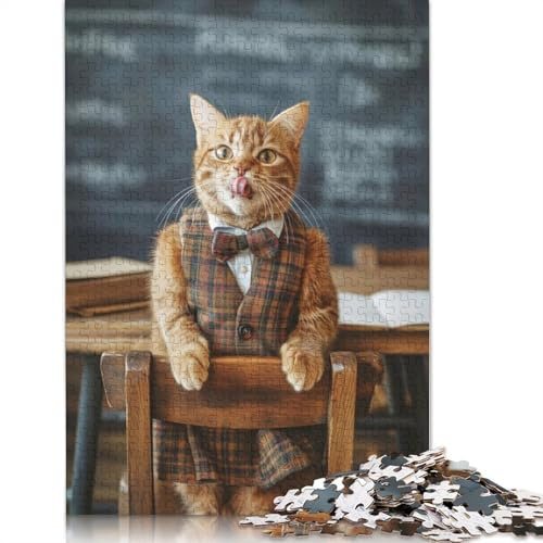 Student Cat Licks Lips Jigsaw Puzzles Game Adult 1000 Piece Jigsaw Paper Creative Jigsaw Puzzle Decompressing Game 1000pcs (75x50cm)