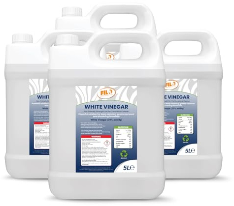 FILO High-Strength White Vinegar 20% 4x 5L | Natural Weed Killer | Extra-Strong Multi-Purpose Cleaner | Industrial and Household Use | Food Grade Cleaning Vinegar.
