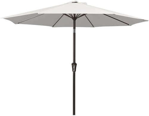 Palawano 2.7m Sonnenschirm, Neigbarer Gartenschirm mit Kurbel & Eisenmast, UV Schutz UPF 50+, Belüftetes Design, Sonnenschirm für Garten, Terrasse, Balkon & Strand, Beige, Cremig Weiß