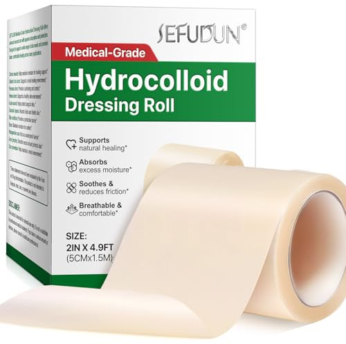 Hydrocolloid Roll, 2in*4.9ft, Flexible & Waterproof Dressing Tape–Skin-Friendly Bandage Patch for Blisters, Minor Wounds, Self-Adhesive