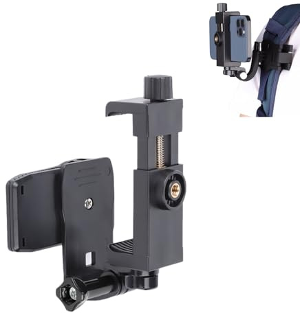 TEHAOUU Chest Strap Phone Holder Compatible with Smartphones – Screw Clamp + Rotating Clip, 360° Pivot for Hands-Free Recording (Rotating)