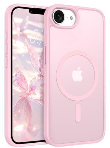 ROUMAYMAY Coque pour iPhone 7/8/SE, Magnétique Fort [Compatible avec MagSafe] Mat Lisse Translucide Protection de Qualité Fine Mate Coque de Téléphone Aimanté pour iPhone 7/8/SE Rose