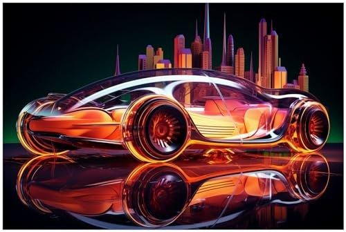 Wallario Küchenrückwand selbstklebend 90 x 60 cm, Motiv: Neon-Speedster | Spritzschutz abwischbar & pflegeleicht