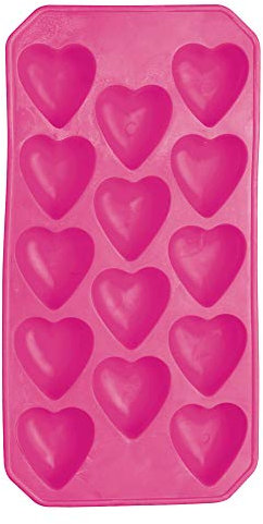 BAR CRAFT Barcraft Bac à Glaçons en Silicone avec Moules à Cœurs Fantaisie, Rose, 26 X 12 cm