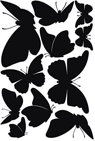 wandtattoo-factory Aufkleber Schmetterlinge 11Stück - einfarbige Sticker Wandaufkleber Sticker - Farbe: Schwarz