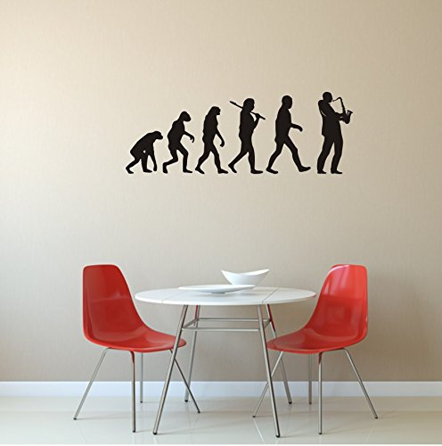 blattwerk-design Wandtattoo - Evolution Saxophon - Jazz - Musik - Music (M070 Schwarz, 450 mm x 160 mm)