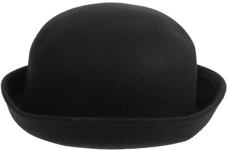 Fenical Frauen Wollfilz Mädchen Rollup-Krempe Wolle Dome Hut Bowler Winter Fedora Cap Cloche Cap(Black)