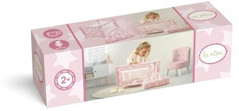 La Nina - Reisebett Carlota (53 x 32 x 32 cm) Puppen, Rosa, 53 x 32 x 32 cm (Diset 60408)
