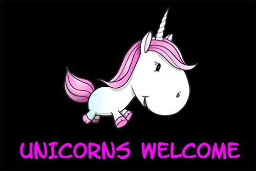 Crealuxe Fussmatte Unicorns Welcome - Fussmatte Bedruckt Türmatte Innenmatte Schmutzmatte lustige Motivfussmatte